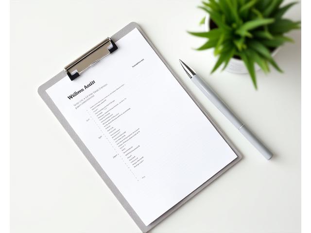 Clipboard with a checklist for wellness space audit